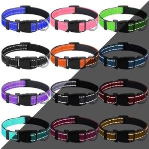 12 Pack Reflective Adjustable Puppy Collars