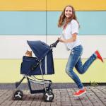 MoNiBloom 3-Wheel Pet Stroller with Weather Cover