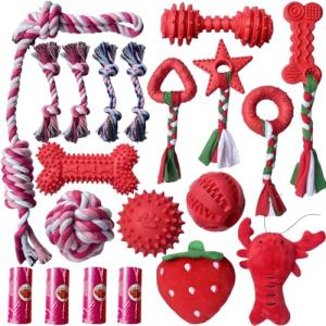 20 Pack Puppy Chew Toys with Ropes and Squeakers