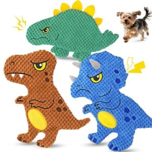 KIPRITII Dinosaur Squeaky Toys for Busy Puppies
