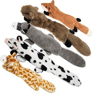 5-Pack Squeaky Crinkle Plush Dog Toys