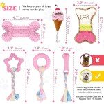 6 Pack Pink Puppy Teething & Chew Toys Set
