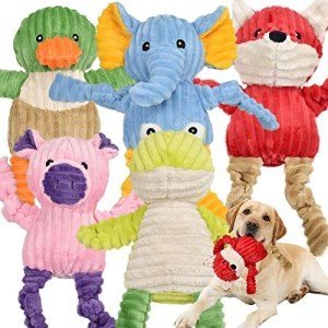 5-Pack Tough Plush Squeaky Dog Toys Bundle