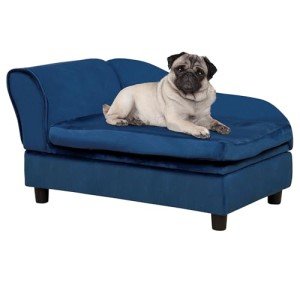 Chic Blue Dog Sofa Bed with Hidden Storage
