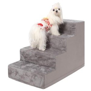 4-Step Dog Stairs for Small Dogs in Grey