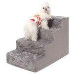 4-Step Dog Stairs for Small Dogs in Grey