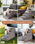 4-Step Dog Stairs for Small Dogs in Grey