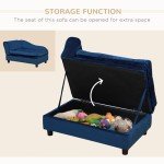 Chic Blue Dog Sofa Bed with Hidden Storage