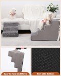 4-Step Dog Stairs for Small Dogs in Grey