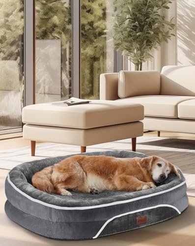 OhGeni Large Orthopedic Couch Dog Bed - Gray