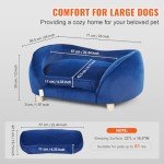 Soft Velvety Dog Couch for Small Pets, Blue