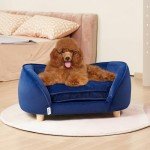 Soft Velvety Dog Couch for Small Pets, Blue