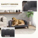 Charcoal Gray Velvet Dog Sofa with Foam Cushion