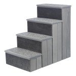 Trixie Foldable 4-Step Dog Stairs - Gray