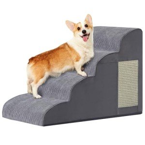 4-Step Dog Stairs for Small Pets - Grey