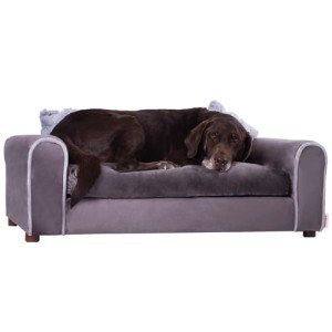 Stylish Large Dog Sofa with Pillows - Charcoal
