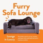 Stylish Large Dog Sofa with Pillows - Charcoal