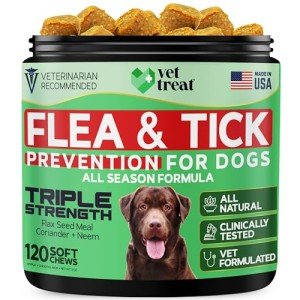 Natural Flea and Tick Chews for Dogs - 120 Treats