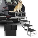 Deergym 5-Step Foldable Dog Stairs for Large Dogs