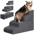 Foldable 4-Step Dog Stairs for High Beds