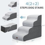 Foldable 4-Step Dog Stairs for High Beds