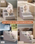 4-Step Dog Stairs for Small Dogs - Light Grey