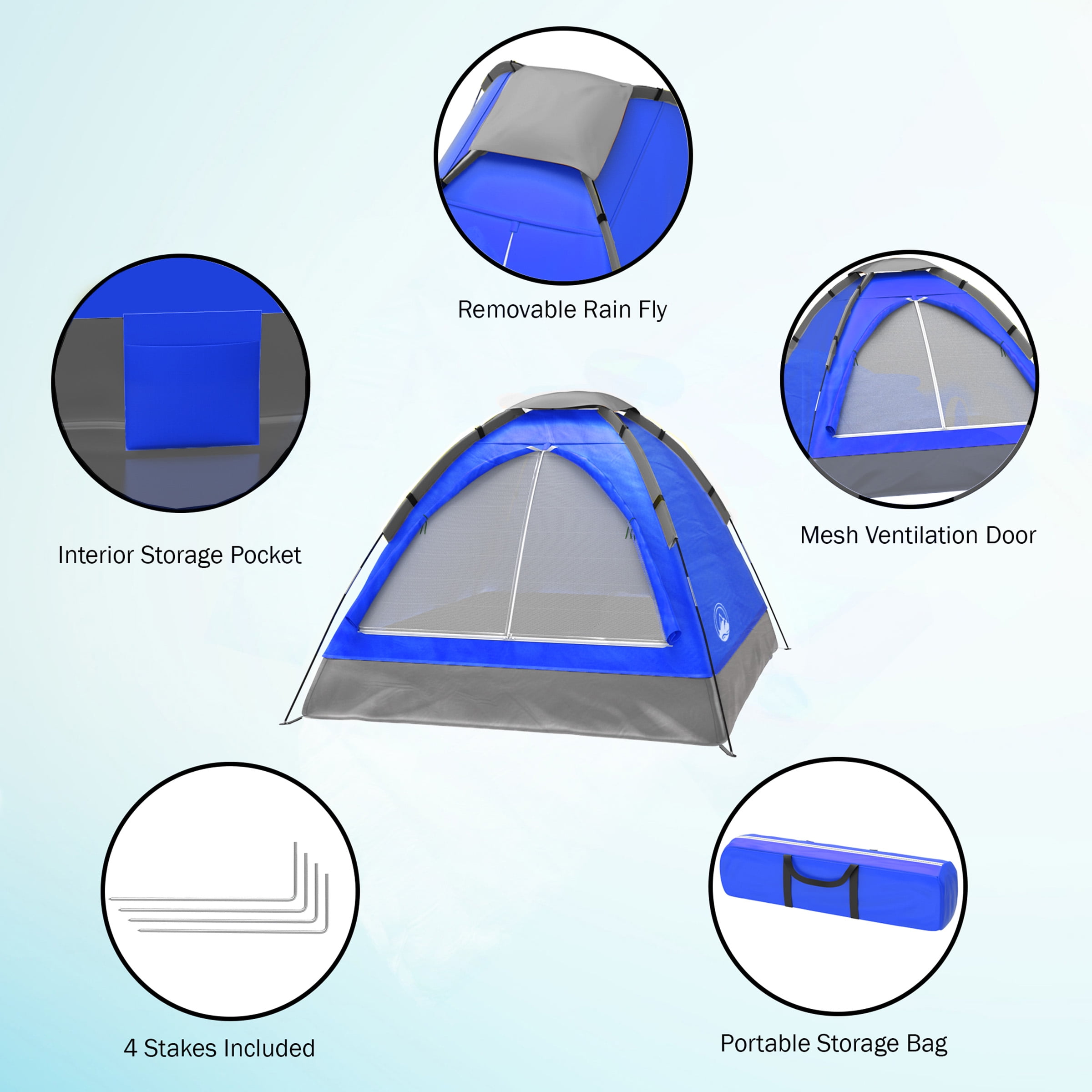 Lightweight 2 Person Camping Tent with Rain Fly