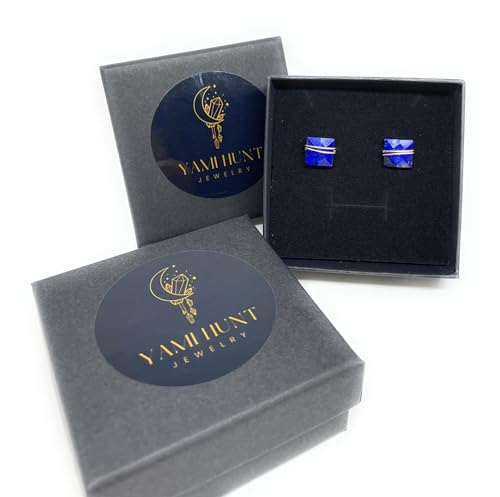 Lapis Lazuli Square Stud Earrings, 14k Gold Filled