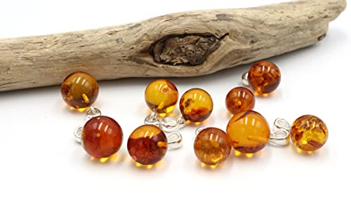 Cognac Amber Pendant with Sterling Silver Loop | Amber Jewelry