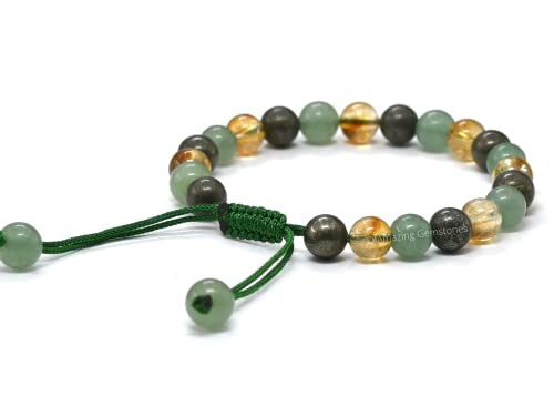 Pyrite Green Aventurine Citrine Wealth Success Bracelet Set