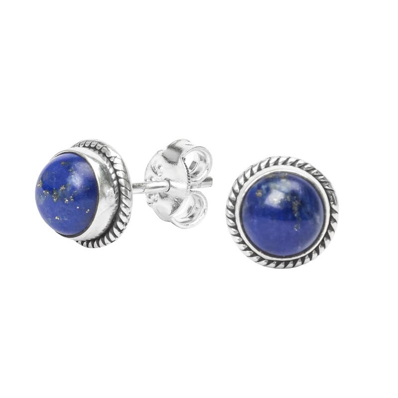 925 Sterling Silver Lapis Lazuli Stud Earrings