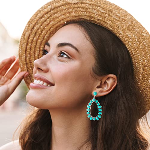 Turquoise Bohemian Dangle Earrings Set for Women