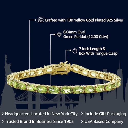 Peridot Gemstone Tennis Bracelet in Sterling Silver