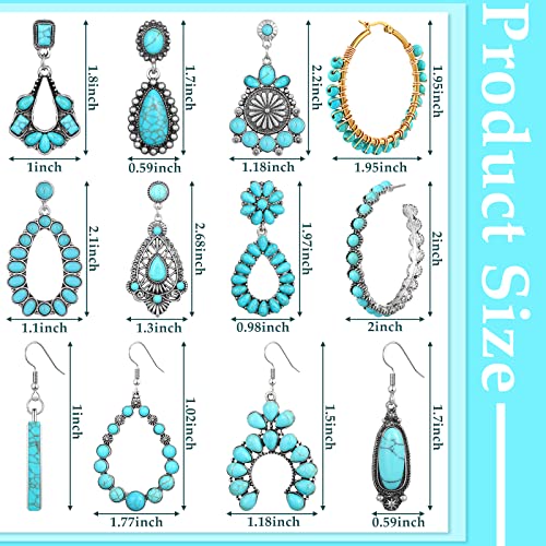 Turquoise Earring Set: Dangle, Stud, Round, Metal