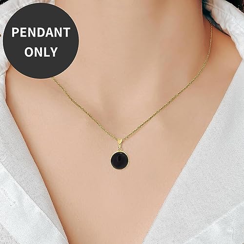 Dainty 14K Gold Black Onyx Pendant Necklace