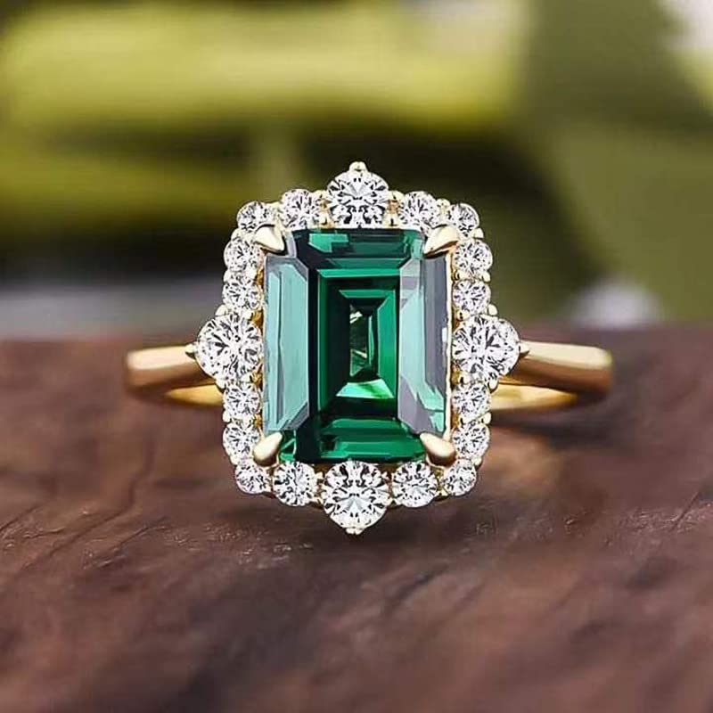 14K Gold Emerald Cut Baguette Ring for Women