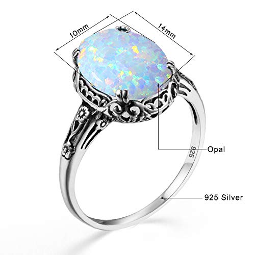 6CT White Opal Sterling Silver Floral Ring
