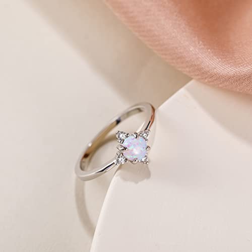 Opal CZ Engagement Ring, Size 7 Silver Gold Plated