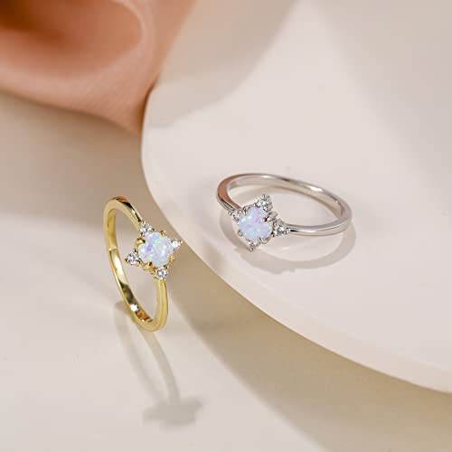 Opal CZ Engagement Ring, Size 7 Silver Gold Plated