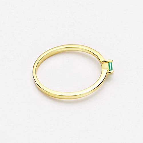 Dainty Emerald Square Cut Gold Plated Sterling Silver Statement Rings