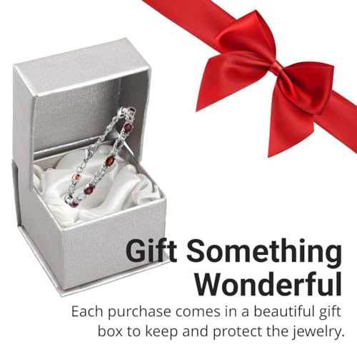 Natural Garnet Gemstone Stainless Steel Bracelet for Women