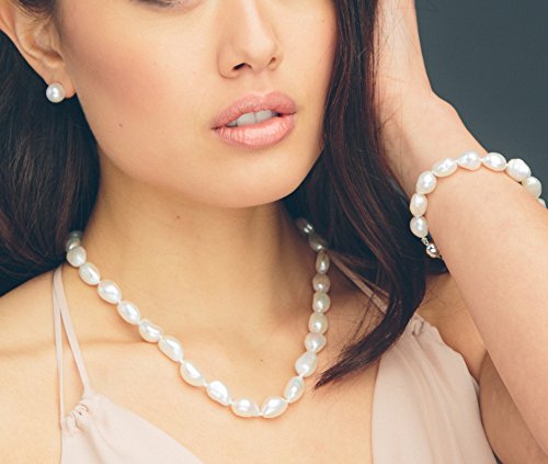 HinsonGayle White Baroque Freshwater Pearl Bracelet- 7.5