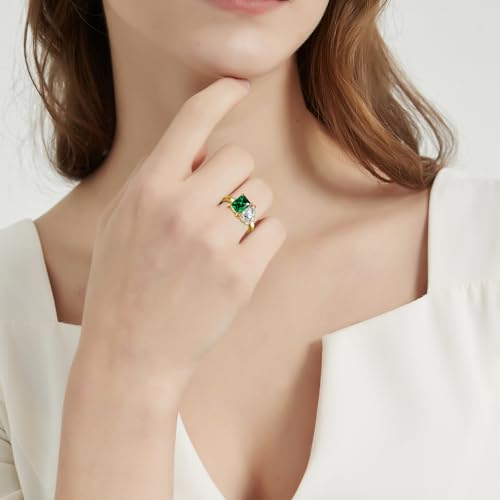 Emerald Toi Et Moi Ring Sterling Silver Gold Plated