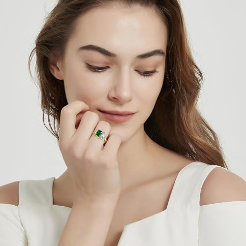 Emerald Toi Et Moi Ring Sterling Silver Gold Plated