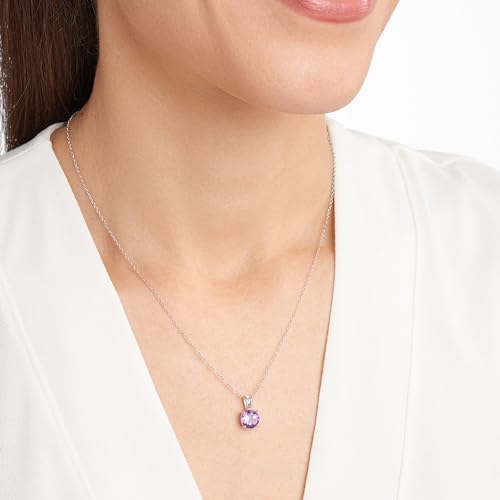 Amethyst Birthstone Pendant Necklace in Sterling Silver, 18