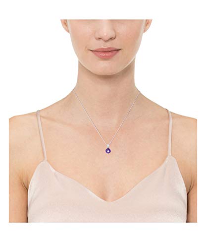 Amethyst Birthstone Pendant Necklace in Sterling Silver, 18