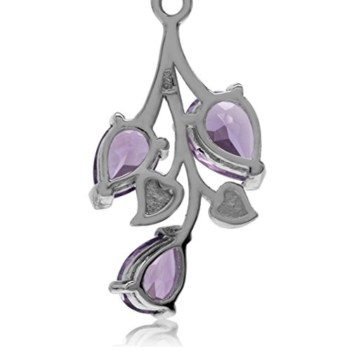 Natural Purple Amethyst Leaf Pendant with Silver Chain