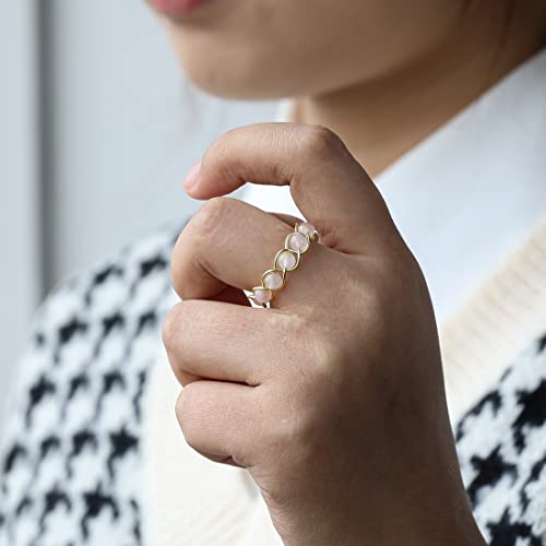 Handmade Rose Quartz Wire Wrapped Beaded Braided Ring