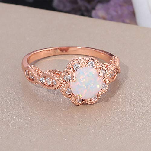 Opal Zirconia Women's Ring - Rose Gold Plated
