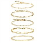 14K Gold Chain Bracelet Set for Women and Girls